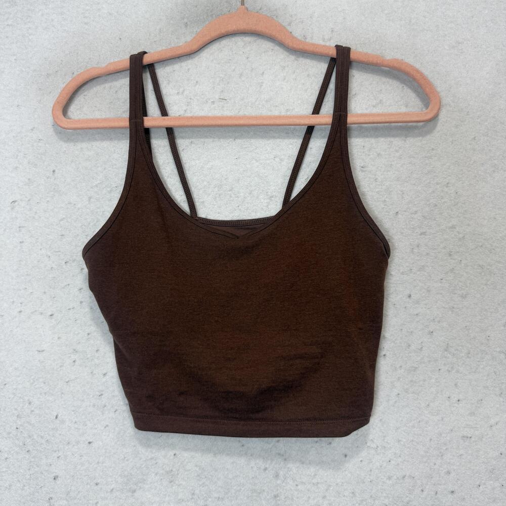 Vuori Sports Bra Womens Small Brown Longline Spaghetti Strap Yoga Athletic Top